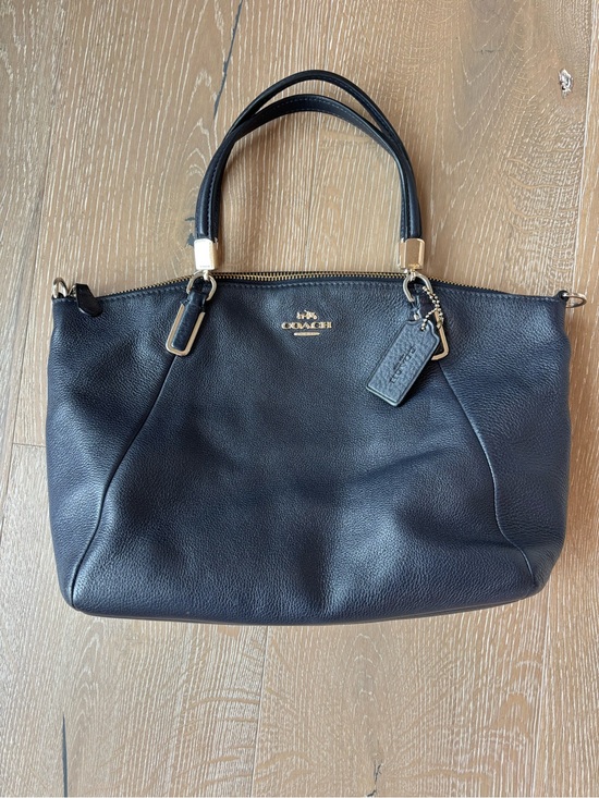 Coach Handbags - Coach Navy Kelsey Pebbled Leather Shoulder/Hand Tote with Gold Hardware